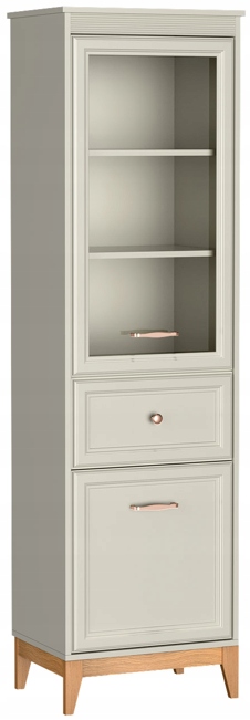 WINDSOR 55 cm Kaszmir Witryna 1D1S Frezowany Front Szkło Dębowe Nogi