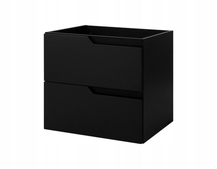 MODERN 60 cm Czarna Szafka Łazienkowa MDF Frezowane Uchwyty Wisząca