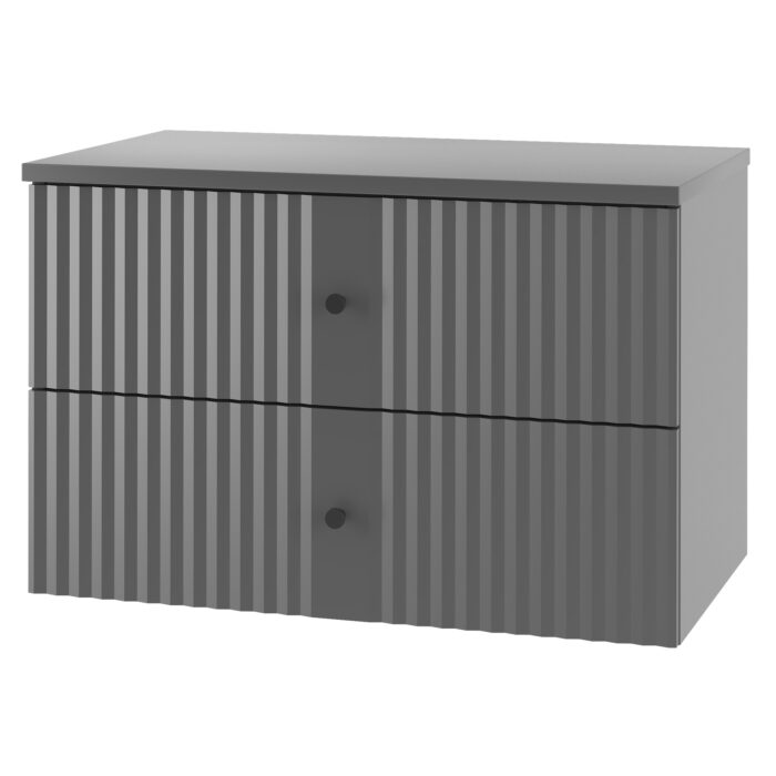 XILO 80 cm Antracytowa Szafka Łazienkowa z Blatem Wisząca 2 Szuflady