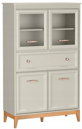 WINDSOR 92 cm Kaszmir Witryna 2D1S Frezowane Fronty Przeszklenie Dębowe Nogi