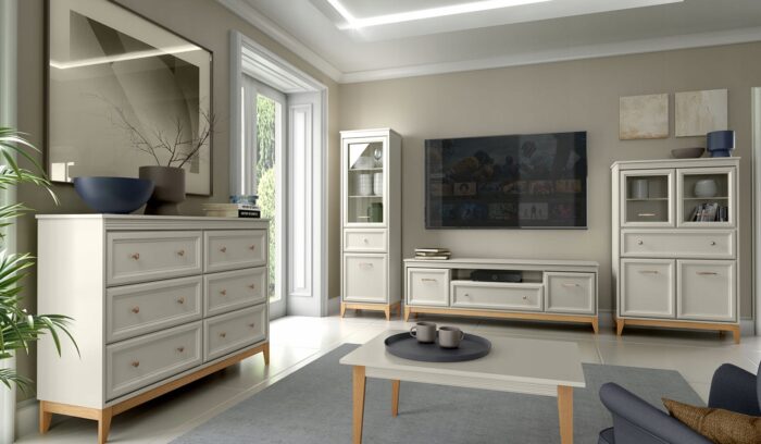 WINDSOR 135 cm Kaszmir Komoda 3D2S Frezowane Fronty Dębowe Nogi