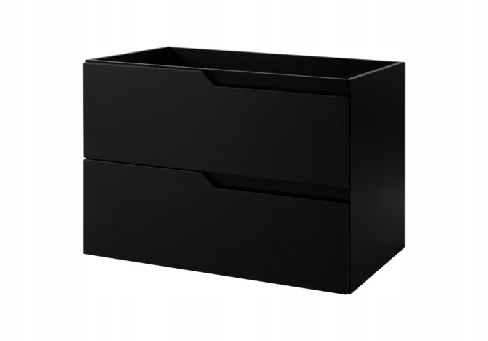 MODERN 80 cm Czarna Szafka Łazienkowa MDF Frezowane Uchwyty Wisząca