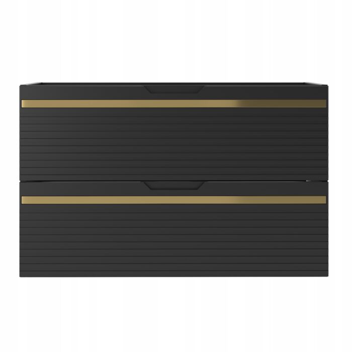 VESPER 80 cm Czarna Szafka Łazienkowa Wisząca 2 Szuflady Frezowany Front Mat