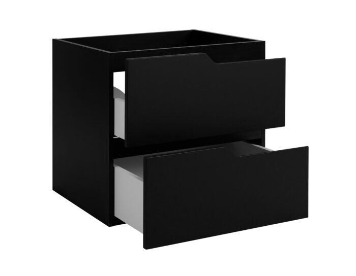 MODERN 60 cm Czarna Szafka Łazienkowa MDF Frezowane Uchwyty Wisząca