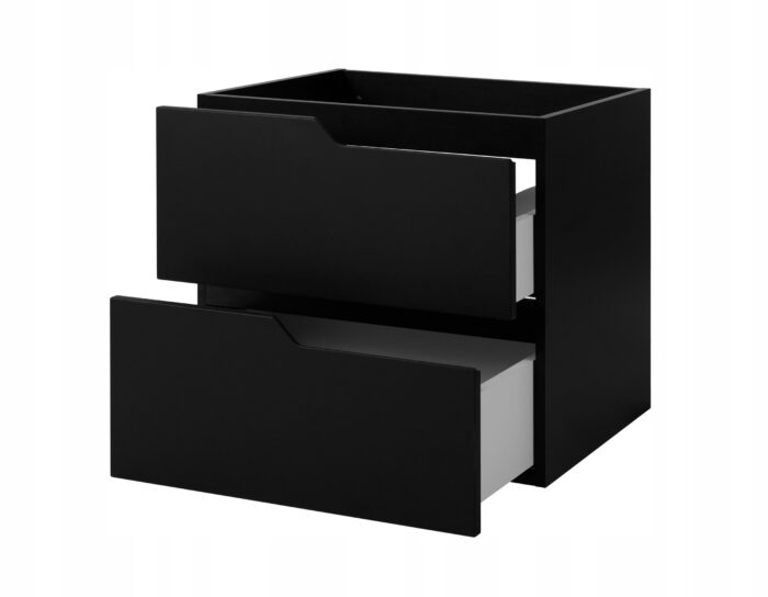 MODERN 60 cm Czarna Szafka Łazienkowa MDF Frezowane Uchwyty Wisząca