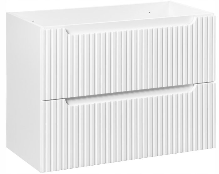 NOVA 80 cm Biała Szafka Łazienkowa pod Umywalkę 2 Szuflady Ryflowane Fronty Wisząca