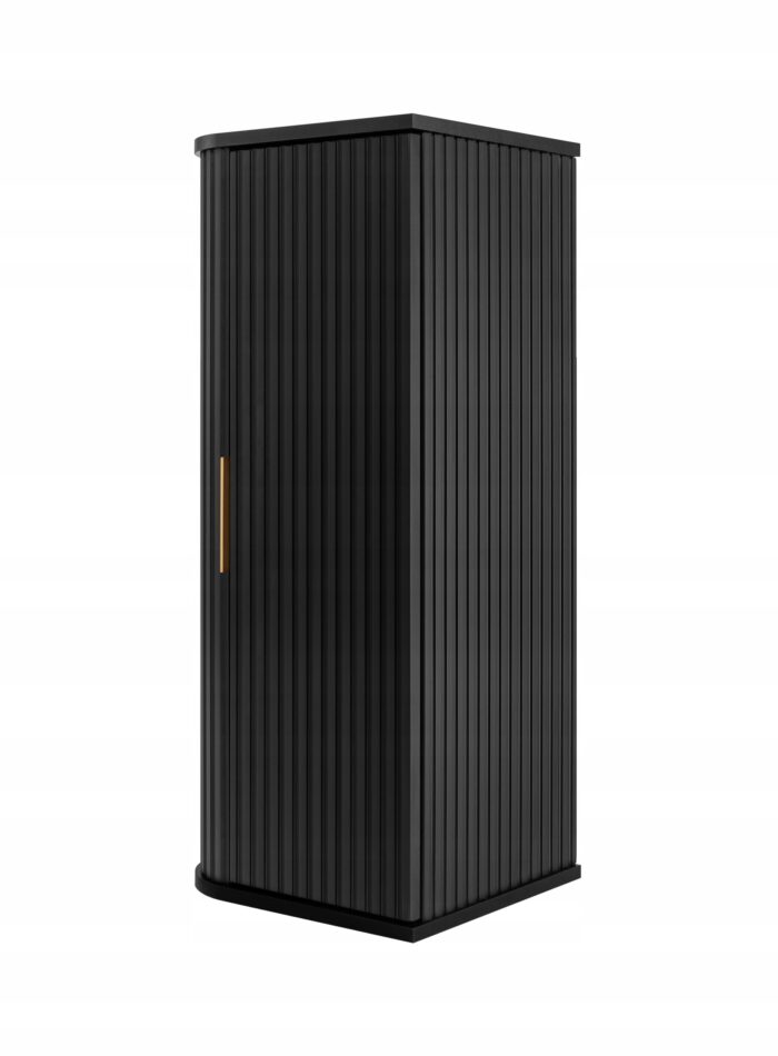 GLAMOUR 79 cm Czarna Szafka Łazienkowa Słupek Ryflowany Wiszący