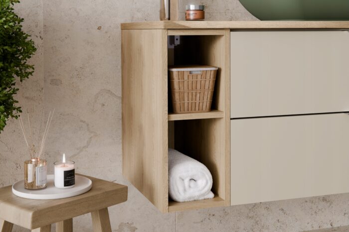 DALIA 80 cm Kaszmirowa Szafka Łazienkowa z Blatem Dąb Cremona Wisząca
