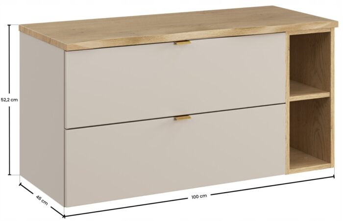 DALIA 100 cm Kaszmirowa Szafka Łazienkowa z Blatem Dąb Cremona Wisząca