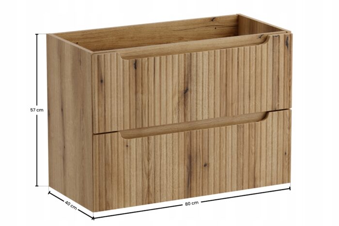 NOVA 80 cm dąb Coast Evoke szafka ryflowana 2 szuflady