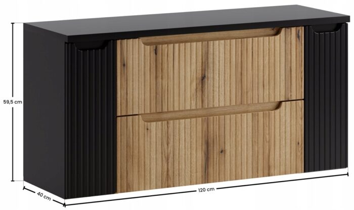 NOVA 120 cm dąb Coast Evoke czarny mat szafka z blatem szuflady
