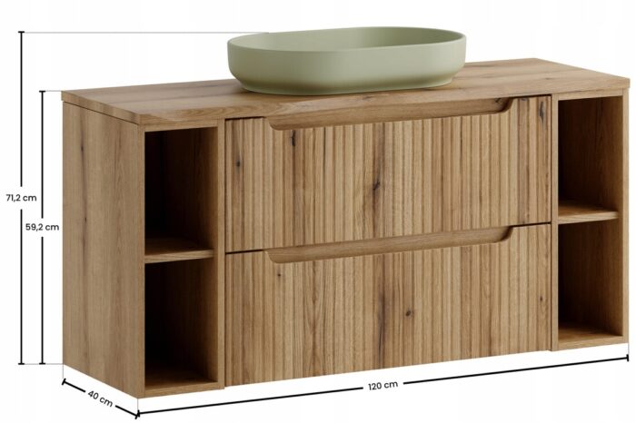 NOVA 120 cm dąb Coast Evoke szafka z umywalką i regałami
