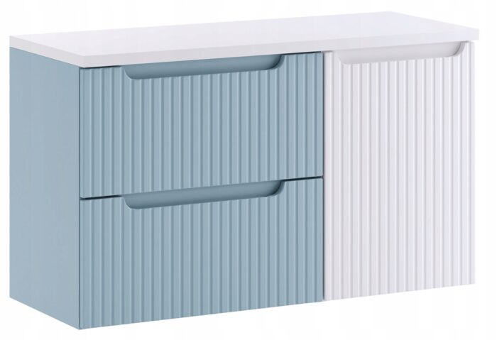 NOVA 100 cm biały denim szafka z koszem i blatem wisząca