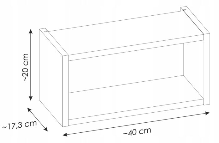 NOVA 40x20 cm dąb Coast Evoke regał górny otwarty wiszący
