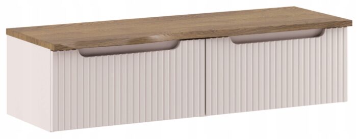 NOVA KASZMIR 120 cm szafka łazienkowa z blatem Dąb Casella wisząca ryflowana