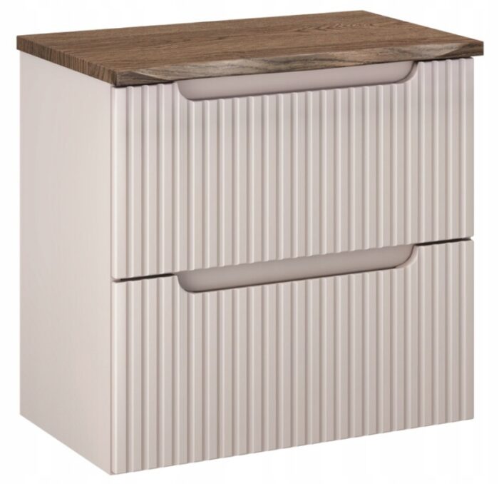 NOVA KASZMIR 60 cm szafka łazienkowa z blatem Dąb Casella wisząca ryflowana