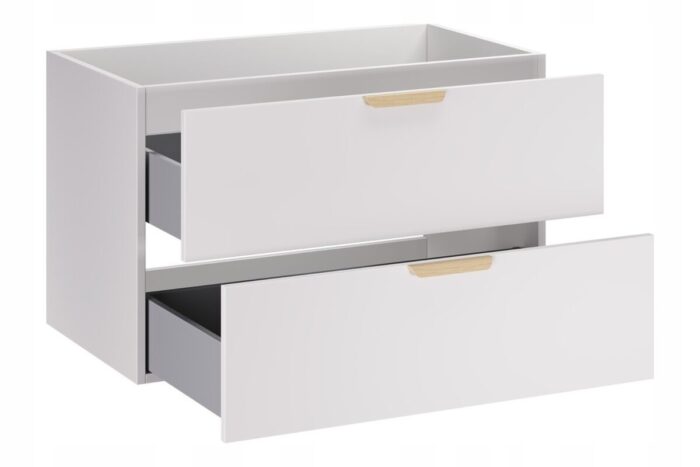 ASTER WHITE Szafka Łazienkowa 80 cm BIAŁY MAT 2 Szuflady