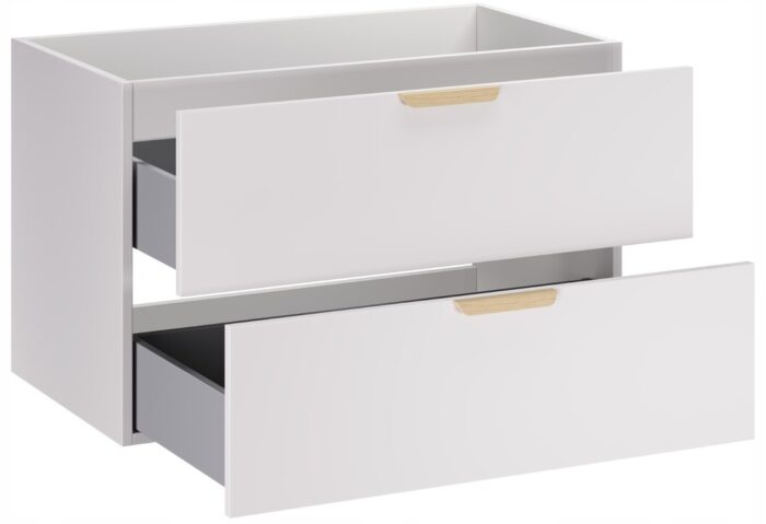 ASTER WHITE 80 cm zestaw łazienkowy Biały Mat z blatem Dąb Cremona