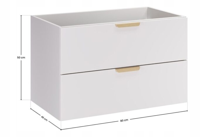 ASTER WHITE Szafka Łazienkowa 80 cm BIAŁY MAT 2 Szuflady
