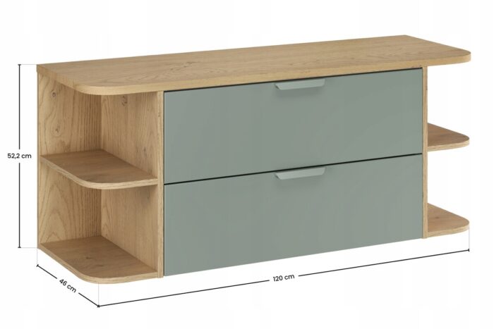 ASTER GREEN 120 cm zestaw łazienkowy Zielony Mat z blatem Dąb Cremona