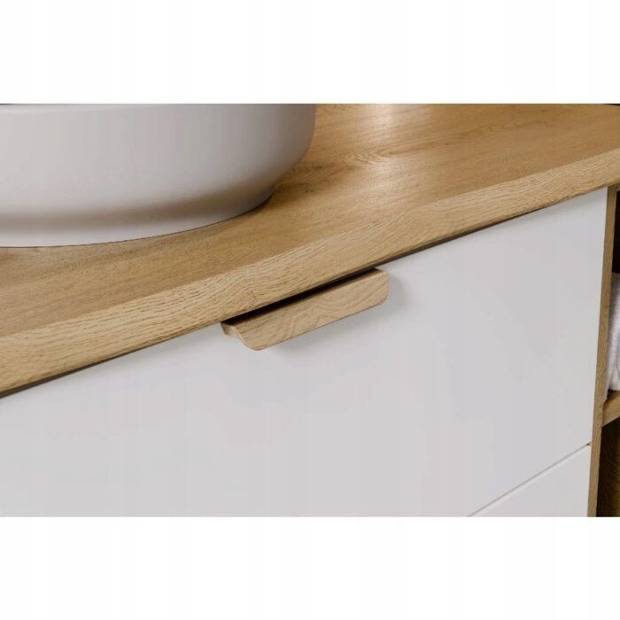 ASTER WHITE 120 cm zestaw łazienkowy Biały Mat z blatem Dąb Cremona