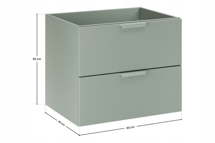 ASTER GREEN 60 cm szafka łazienkowa Zielony Mat 2 szuflady wisząca