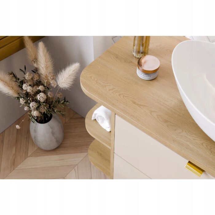 ASTER WHITE 120 cm zestaw łazienkowy Biały Mat z blatem Dąb Cremona