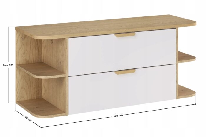 ASTER WHITE 120 cm zestaw łazienkowy Biały Mat z blatem Dąb Cremona