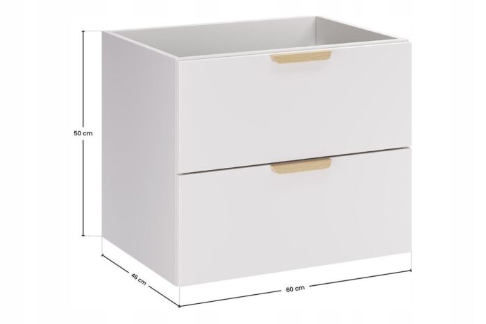 ASTER WHITE 60 cm szafka łazienkowa Biały Mat 2 szuflady wisząca