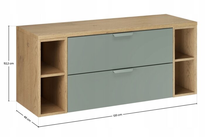 ASTER GREEN 120 cm zestaw łazienkowy Zielony Mat z blatem Dąb Cremona