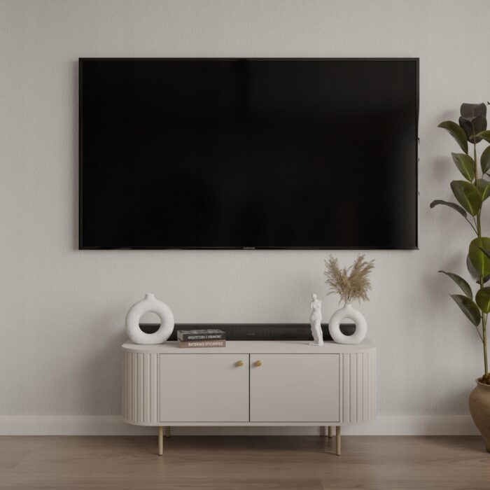 OVALIO 120 cm Beż Piaskowy szafka RTV 2 drzwi frezowana
