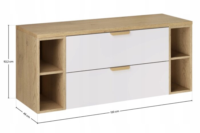 ASTER WHITE 120 cm zestaw łazienkowy Biały Mat z blatem Dąb Cremona