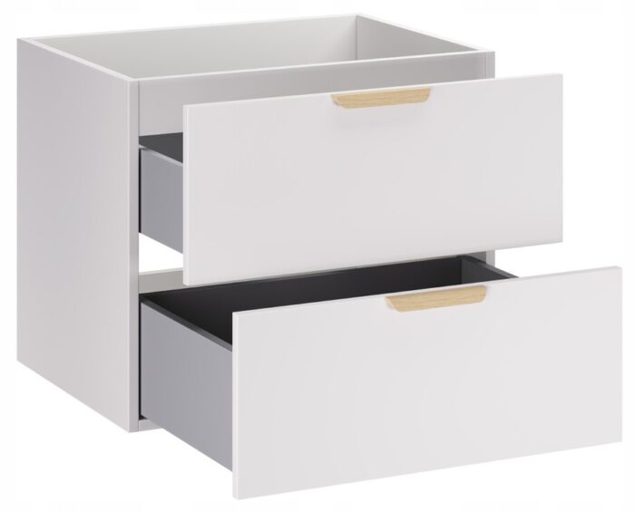 ASTER WHITE 80 cm zestaw łazienkowy Biały Mat z blatem i regałem Dąb Cremona