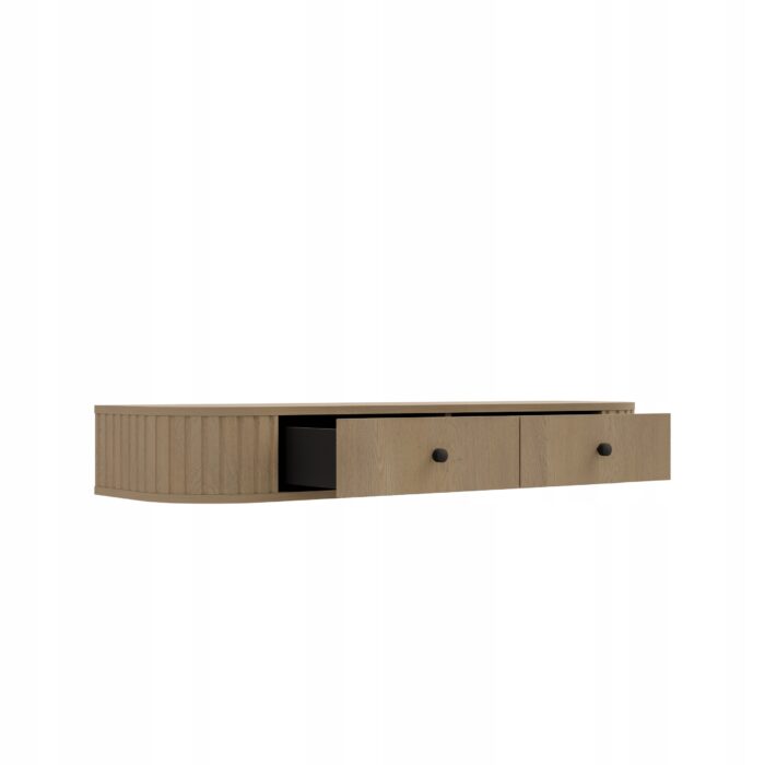 OVALIO 120 cm Dąb Cremona toaletka 2 szuflady frezowana wisząca