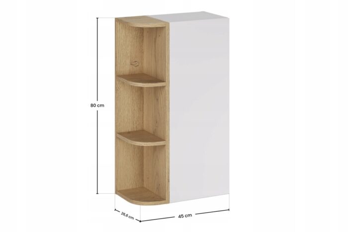 ASTER WHITE 45 cm biały półsłupek łazienkowy z regałem wiszący