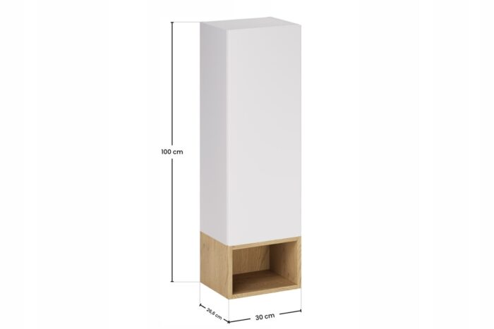 ASTER WHITE 30 cm biały półsłupek łazienkowy z regałem wiszący