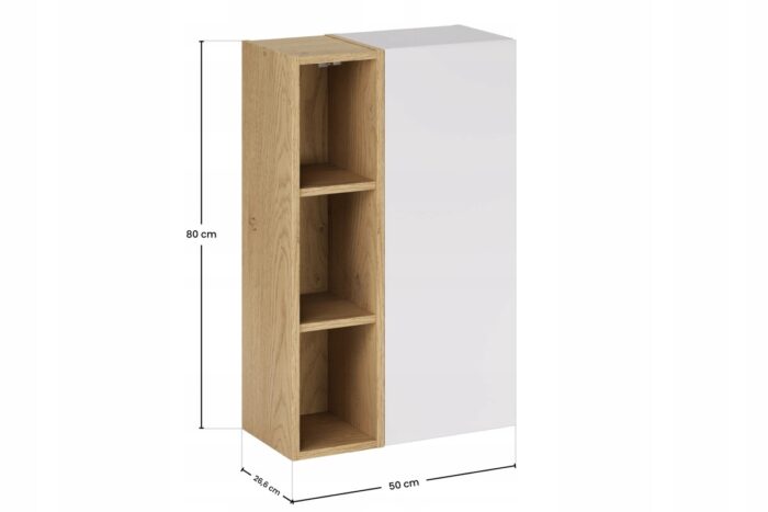 ASTER WHITE 50 cm biały półsłupek łazienkowy z regałem wiszący