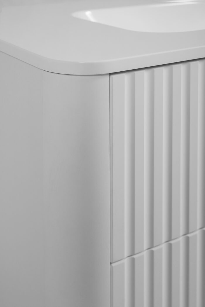 LINEA 80 cm biała szafka łazienkowa wisząca ryflowana Push to Open