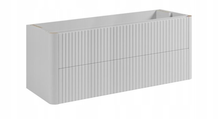 LINEA 120 cm biała szafka łazienkowa z umywalką z konglomeratu wisząca ryflowana