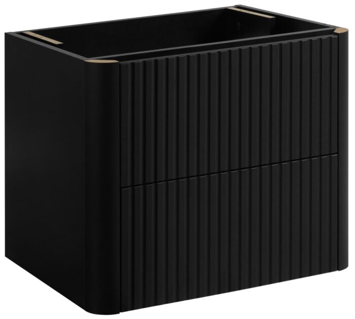 LINEA 60 cm czarna szafka łazienkowa wisząca ryflowana