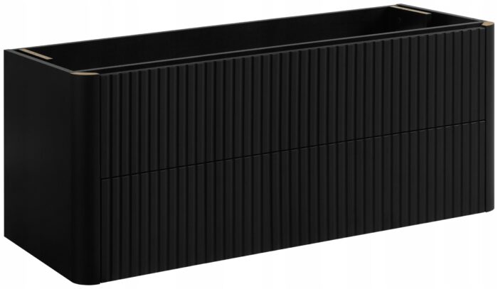 LINEA 120 cm czarna szafka łazienkowa wisząca ryflowana Push to Open