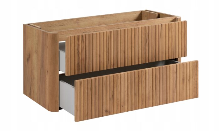 LINEA 100 cm dąb craft złoty szafka łazienkowa z blatem wisząca ryflowana