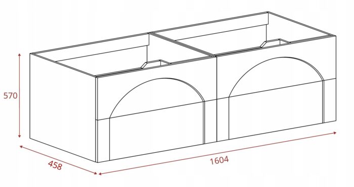 AURA 160 cm kaszmir szafka łazienkowa wisząca frezowana