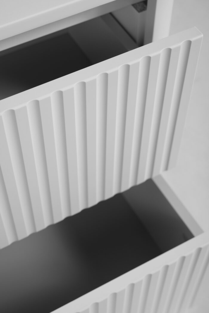 LINEA 100 cm biała szafka łazienkowa wisząca ryflowana Push to Open