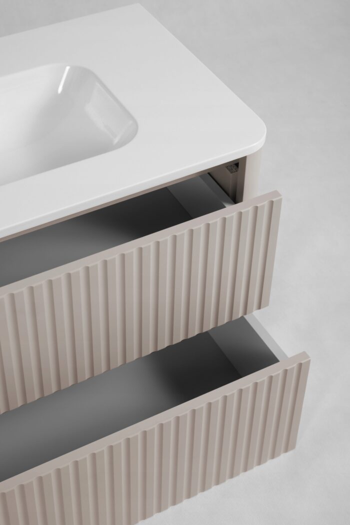 LINEA 100 cm kaszmir szafka łazienkowa wisząca ryflowana