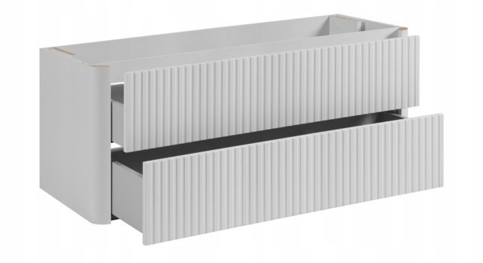 LINEA 120 cm biała szafka łazienkowa z umywalką z konglomeratu wisząca ryflowana