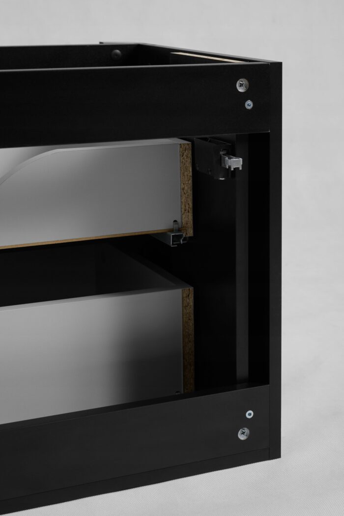LINEA 120 cm czarna szafka łazienkowa wisząca ryflowana Push to Open