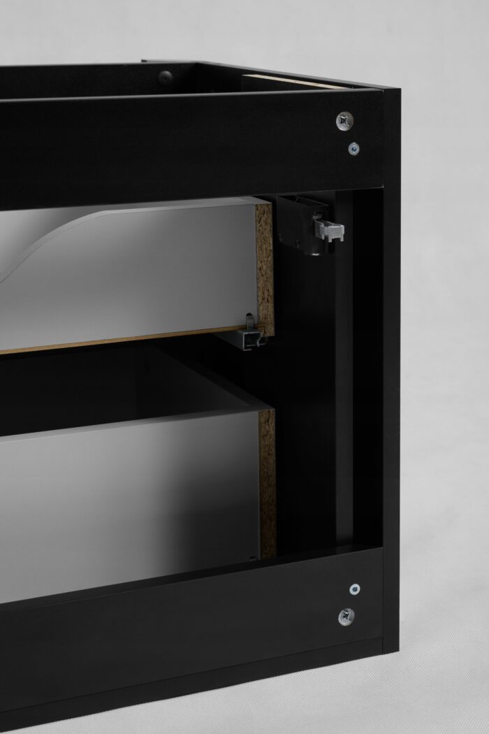 LINEA 80 cm czarna szafka łazienkowa wisząca ryflowana Push to Open
