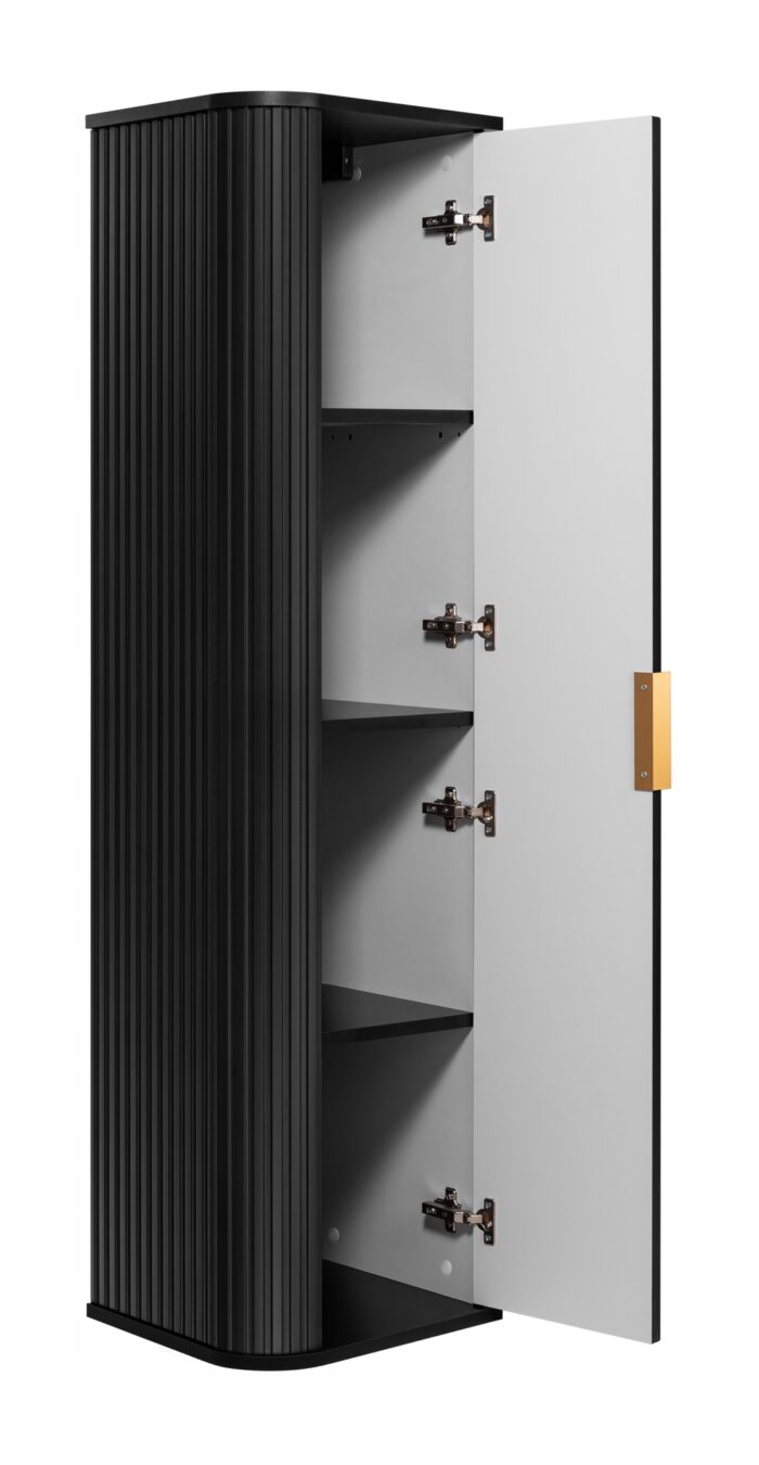 GLAMOUR 139 cm czarny słupek łazienkowy wiszący ryflowany