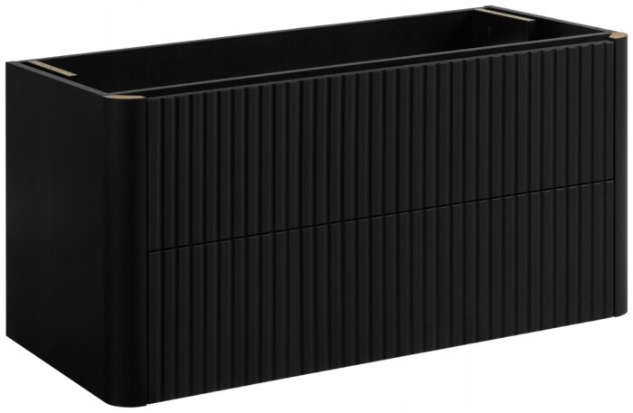 LINEA 100 cm czarna szafka łazienkowa wisząca ryflowana Push to Open
